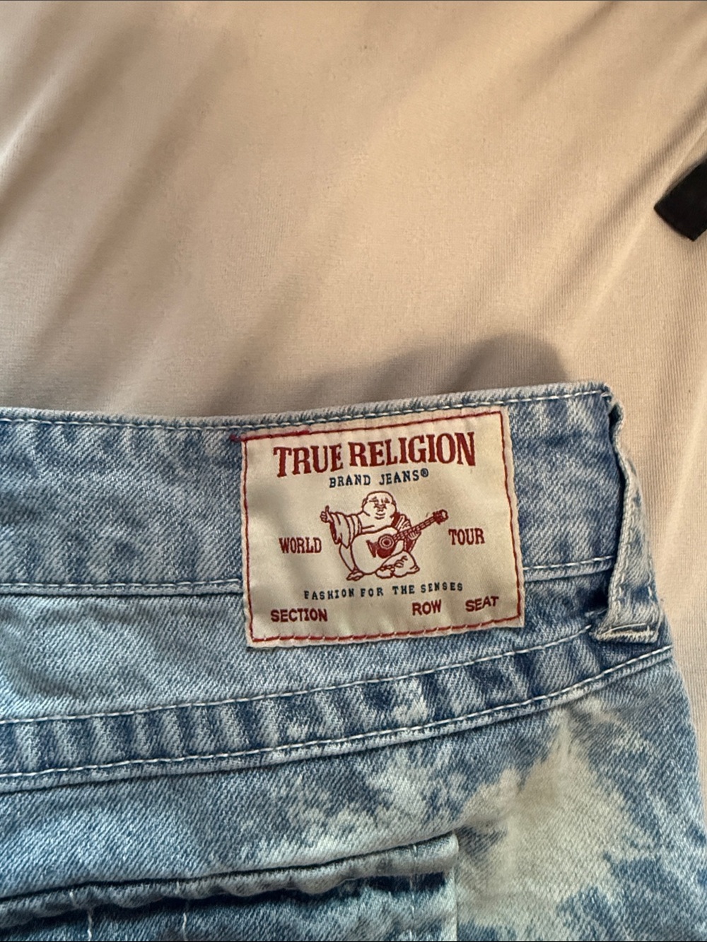 True Religion Light Blue Distressed Cargo Jeans for women - Picture 2 of 3